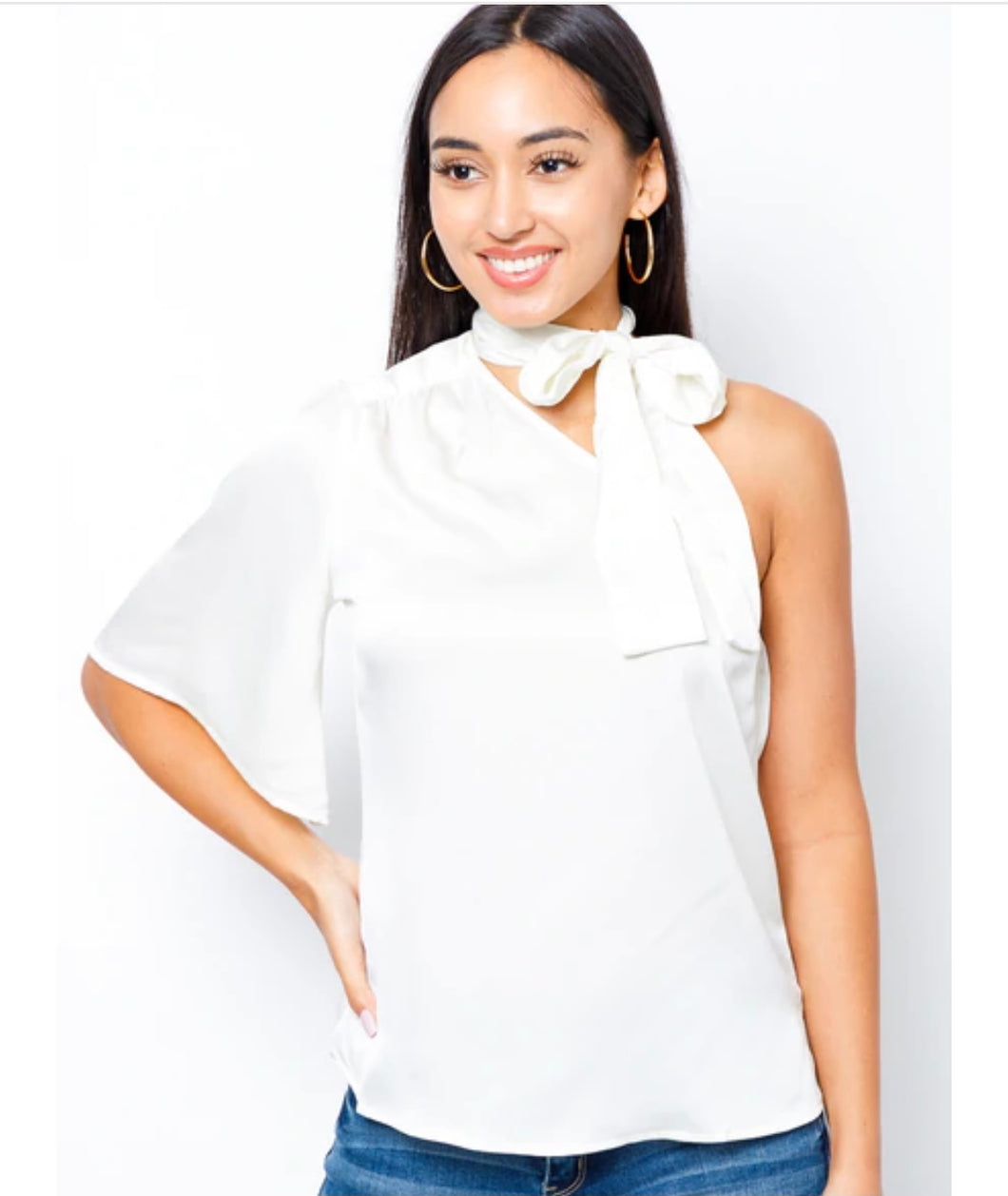 Ivory Tie Neck Top
