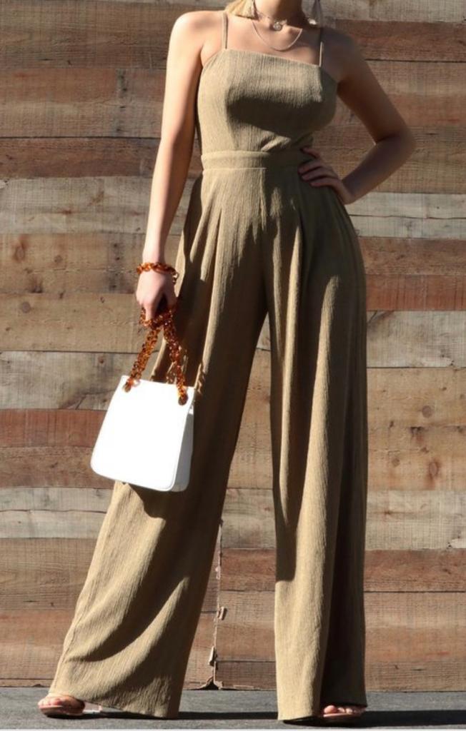 Khaki Backless Jumpsuit