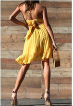 Load image into Gallery viewer, Ruffle Yellow Lace Mini Dress
